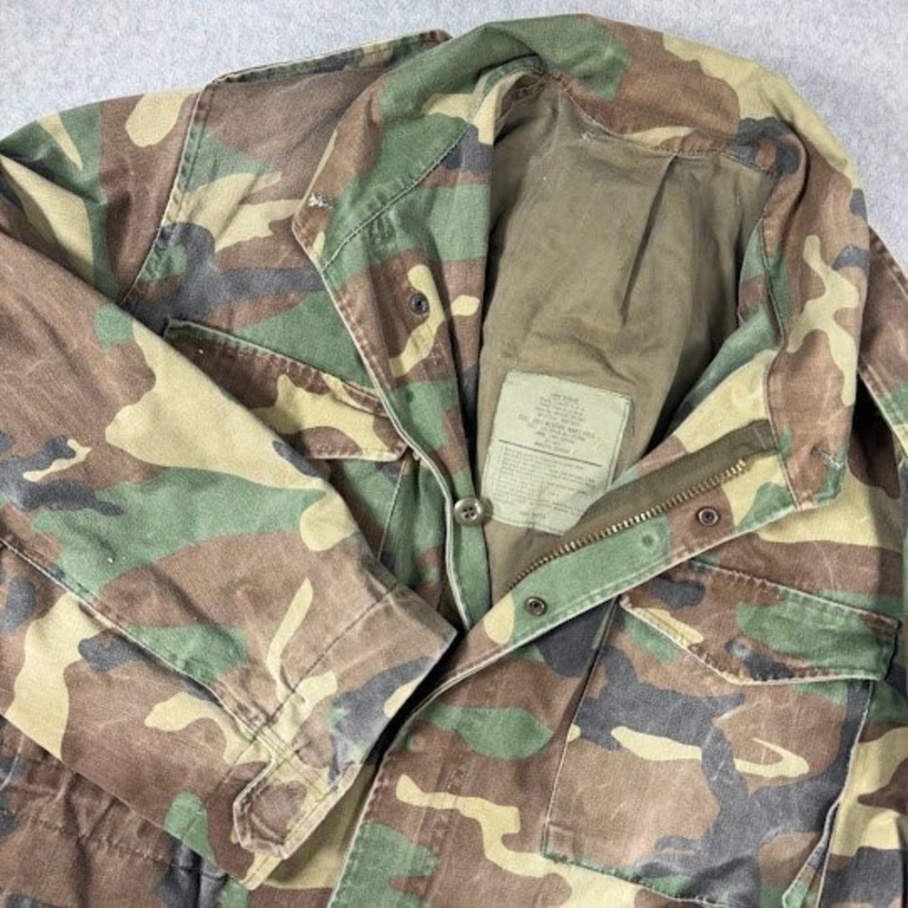 Atlanco M-65 Field‎ Coat Mens L Regular Green Woodland Camo VTG Military Jacket